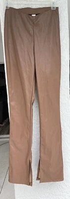 Usados en Excelente Condición Divididos Por H&M Pantalones de Cuero Sintético para Mujer Talla 2 Marrón Plisado Tobillo Abierto Foto 1 de 4