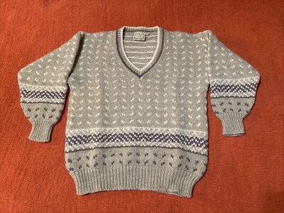 Suéter de Lana Irlandesa Gaeltarra De Colección Para Mujer Talla 40 Gris Nórdico Isla Justa Cuello en V Foto 1 de 4