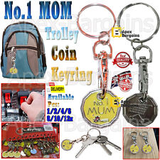 1/2/4/12x Keychain Trolley Supermarket Token £1 Pound Coin Keyring Fob No.1 Mum