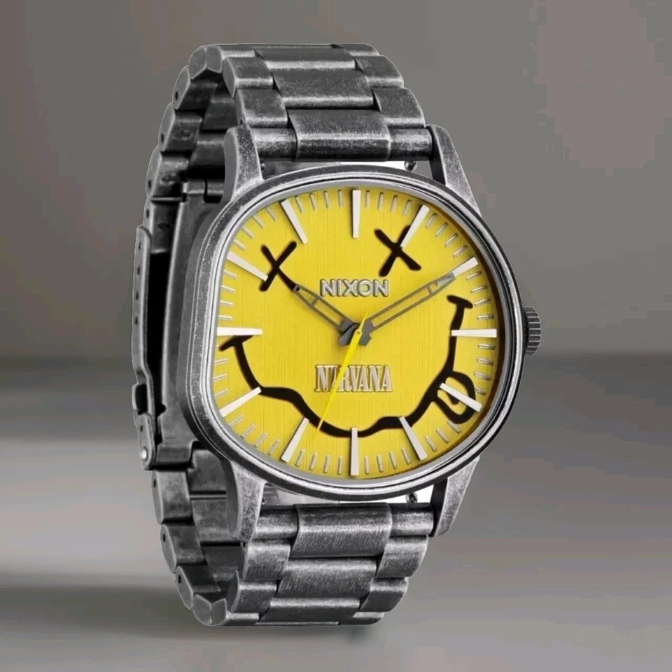 Nirvana Nixon Sentry Wobble Yellow Smiley Face Watch A14175273
