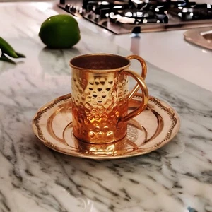 Pure Copper Netilat Yadayim Cup with Plate Kosher Negel vasser wash cup Mug - Picture 1 of 6