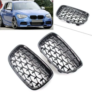 Diamond Meteor Front Kidney Grill Grille For BMW 1 Series F20 11-14 Gloss Black - Bild 1 von 10
