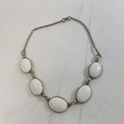 Gargantilla vintage blanca collar cabujón cadena caja lucite 16" largo Foto 1 de 4