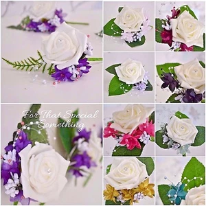 Wedding rose buttonholes with babies breath extras, colour variations and styles - Picture 1 of 26