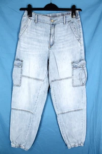 AMERICAN EAGLE Azul Denim Cintura Alta Cintura Elástica CARGO JOGGER JEANS Talla 6 Regular - Imagen 1 de 6
