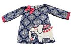 Rare Editions Elephant Blue White Pink Top Girls Size 6 Shirt Bow Shirt