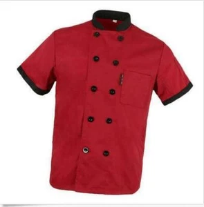 Unisex Chef Jacket Coat Restaurant Hotel Work Uniform Short Mesh Sleeves - Picture 1 of 13