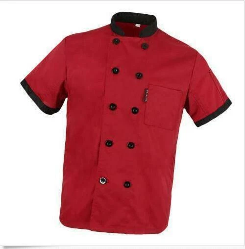 Unisex Chef Jacket Coat Restaurant Hotel Work Uniform Short Mesh Sleeves - Image 1 of 1