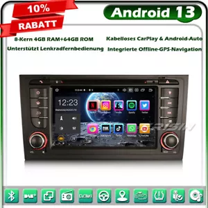 8-Kern 64GB Android 13 GPS Autoradio Navi Audi A6 S6 RS6 Allroad CarPlay DAB+DVD - Bild 1 von 23