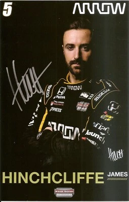 2018 JAMES HINCHCLIFFE signed INDIANAPOLIS 500 HERO PHOTO CARD INDY CAR HINCH wC - Image 1 of 2