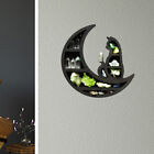 Wall Mounted Wooden Crystal Shelf Moon Cat Living Room Easy Install Jewelry Rack