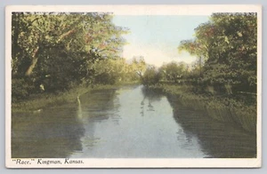 Kingman, Kansas (KS) Postcard: Tree Lined Mill Race By Ninnescah River - Picture 1 of 2