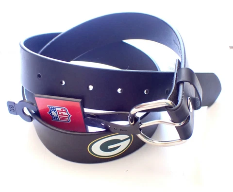 VINTAGE GREEN BAY PACKERS SOLID LEATHER BELT WITH SNAPS/REMOVABLE BUCKLE SIZE 34 Cover