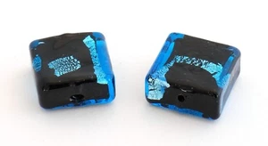 ONE GENUINE MURANO HAND-MADE SQUARE GLASS BEAD, PERSONALLY SELECTED, 20 X 20 MM - Picture 1 of 2
