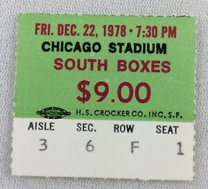 NBA 1978 12/22 San Antonio Spurs at Chicago Bulls Ticket Stub-George Gervin 33pt