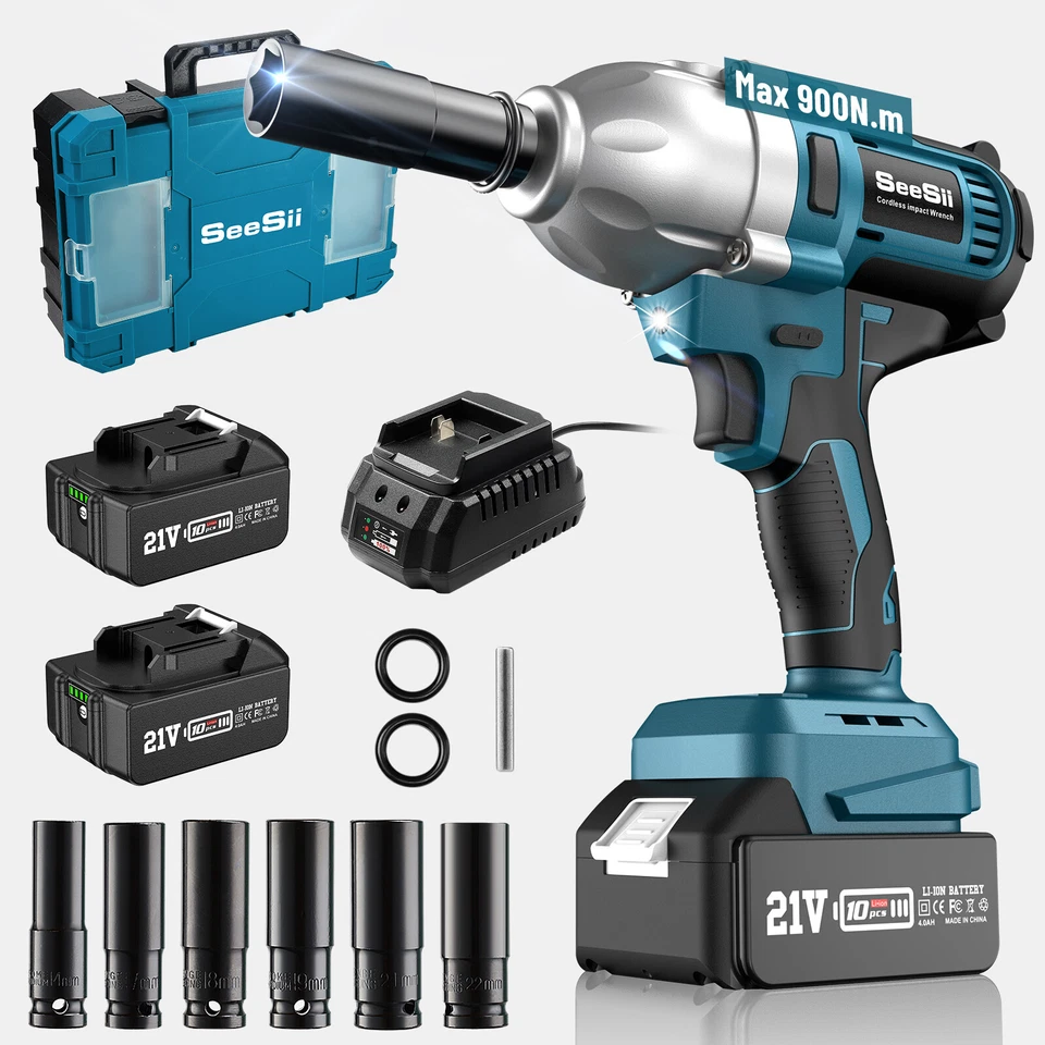 Cordless Electric Impact Wrench 1/2 in 900N.m Brushless 665Ft-lbs Torque 3300RPM - Image 1 of 4