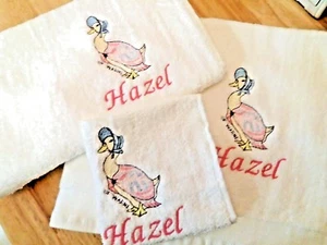 Jemima Puddleduck Personalised Bath Towel set 100% Cotton free p&p - Picture 1 of 1