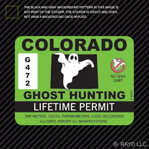 Colorado Ghost Hunting Permit Sticker Self Adhesive Decal Paranormal Hunter CO - Foto 1 di 1