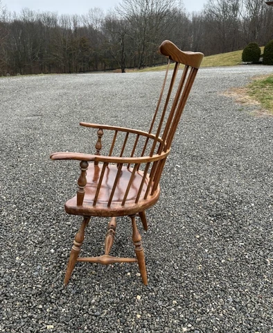 Vintage high fan back Windsor arm chair, made by Frederick Duckloe  Portland, PA Cover
