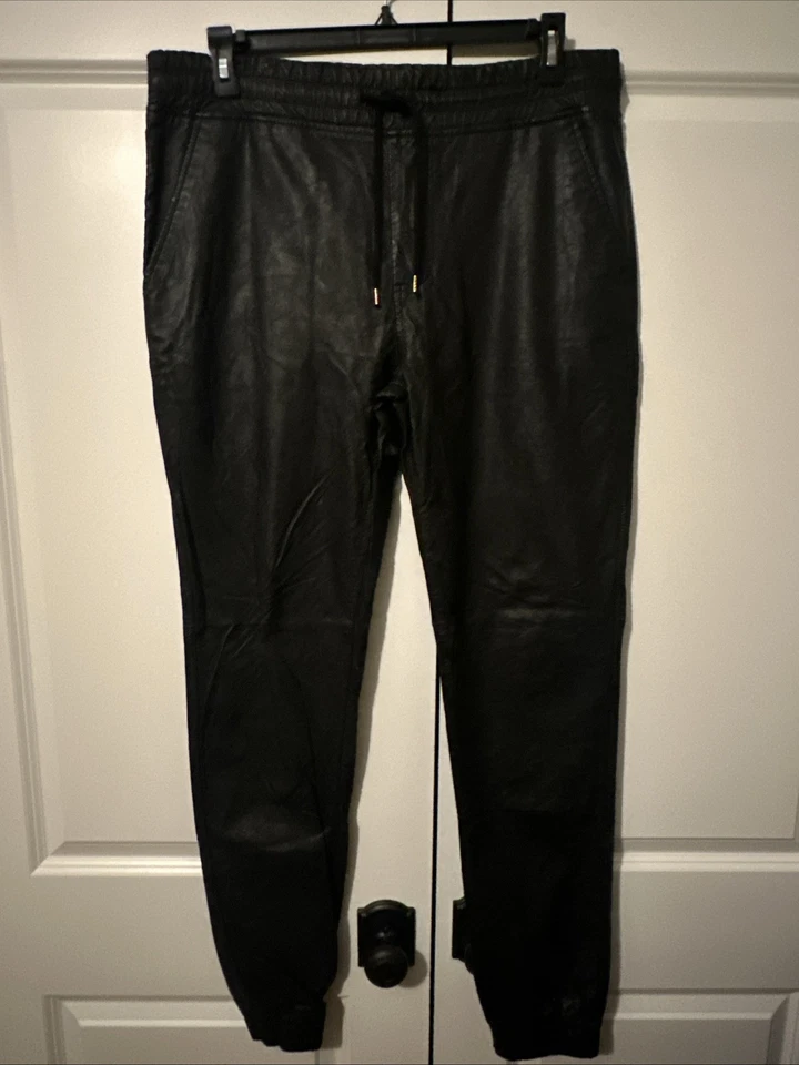 烟腰裤黑色紧身慢跑裤,嘻哈街垃圾褶,XL 码!! — 第 1/4 张图片