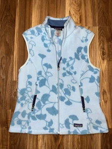 EUC PATAGONIA SYNCHILLA Damen L Fleece Weste Full Zip Rare Blue Floral Vine - Bild 1 von 8