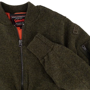 Schott Brothers NYC Roger MA-1 Wool Blend Military Sweater Jacket Green Sz Small - Picture 1 of 11