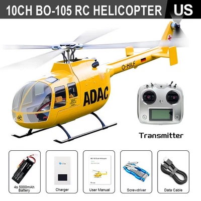 FLY WING BO-105 RC Helicopter Airplane 4 Blades 10CH GPS ACE Flight Controller - Image 1 of 4