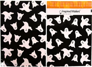 50 Poly Versandtaschen 14,5 x 19 selbstversiegelnd schwarz & weiß Ghost inspiriert Versandtaschen - Bild 1 von 6
