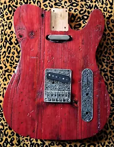 telecaster tele body Deep red barncaster relic rustic vintage spec Pine - Picture 1 of 23
