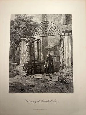 Cathedral Loire Tur  1876 Antike Illustration Stahlstich Kupferstich Lithografie - Bild 1 von 4