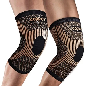 Women Men Copper Knee Brace Compression Sleeve Support Sports Stretch Knee Pads - Picture 1 of 15