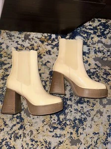 Circus NY By Sam Edelman Stace Vanilla Bean Glossy Boots Women Size 6.5 - Picture 1 of 13