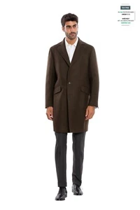 $2150 BOGLIOLI MILANO Dark Brown Long Coat Herringbone SOLARO Wool 38 US / 48 EU - Picture 1 of 7