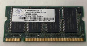 Nanya Sodimm Memory 256MB DDR PC2700 CL2.5 333MHz NT256D64SH8BAGM - Picture 1 of 4