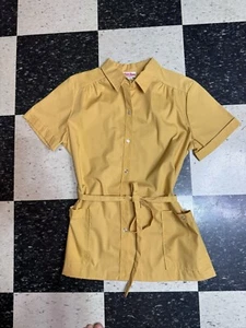 Vintage Just Tops By Crest Short Sleeve Blue Button Up Top Women's L Waitress - Picture 1 of 10