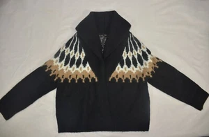 NWT $180 Banana Republic XL Fair Isle Black Alpaca Wool Cardigan Sweater #768601 - Picture 1 of 6