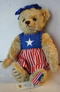 Steiff Limited Edition Mrs First American Teddybär rot weiß blau Sterne Flagge - - Bild 1 von 1