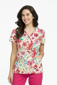 {LG} Women's Peaches Suzie Printed Scrub Top "Blossom Pop" (4796BLSP) - Picture 1 of 3