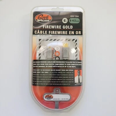 Geek Squad Firewire Gold Cable 6-4 Pin GS-6FW64 IEEE 1394 new ELECTRONICS WIRES - Image 1 of 4