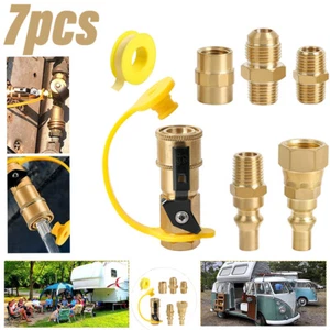7Pcs 1/4" Propane Hose Adapter RV Quick-connect Fittings BBQ Grill Adapter Kit - Picture 1 of 12