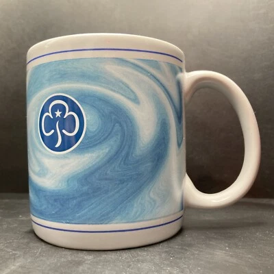Vintage Girlguiding UK Blue & White Swirl Ceramic Mug Showing Girlguiding Logo - Image 1 of 4