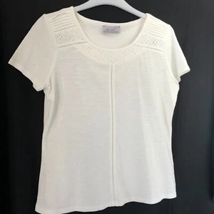 M&S Per Una - Ivory White T-Shirt Top. Size 10 - Picture 1 of 5