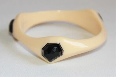 Brazalete Ippolita de resina marfil, 3 bisel de plata de ley facetado de ónix negro Foto 1 de 4
