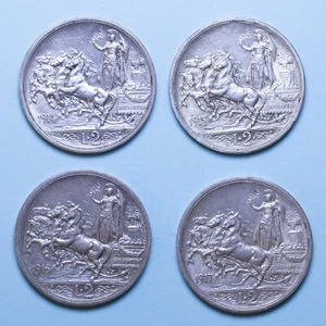 VITTORIO EMANUELE III GIRO COMPLETO 2 LIRE 1914-1917 QUADRIGA BRIOSA ARGENTO BB - Foto 1 di 2
