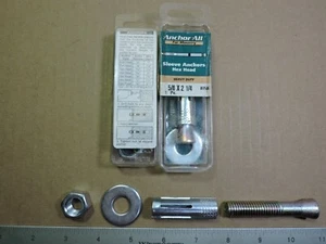 (Qty 11) 5/8" x 2 1/4" Hex Head Concrete Sleeve Anchor - Picture 1 of 2