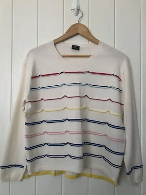 Paul Smith Wool Cream Signature Striped Arty Designer Y2K Vintage Jumper S UK 10 - Image 1 of 4
