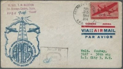 1944 WWII Pan Am Dorothy Knapp Cachet Canton Island Topham Field Airmail Cover - Image 1 of 2