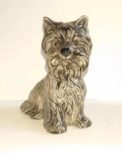 Vintage Seated Gray Terrier Dog Ceramic Figurine 6" L x 6.5" T  - Picture 1 of 7