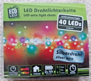 40 LED Lichterkette 4,2m Multicolor bunt Timer Drahtlichterkette Weihnachten - Bild 1 von 2