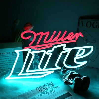 Neon Beer Sign Bar Neon Sign Dimmable Bar Neon Light Signs Miller lite Neon ligh - Image 1 of 4
